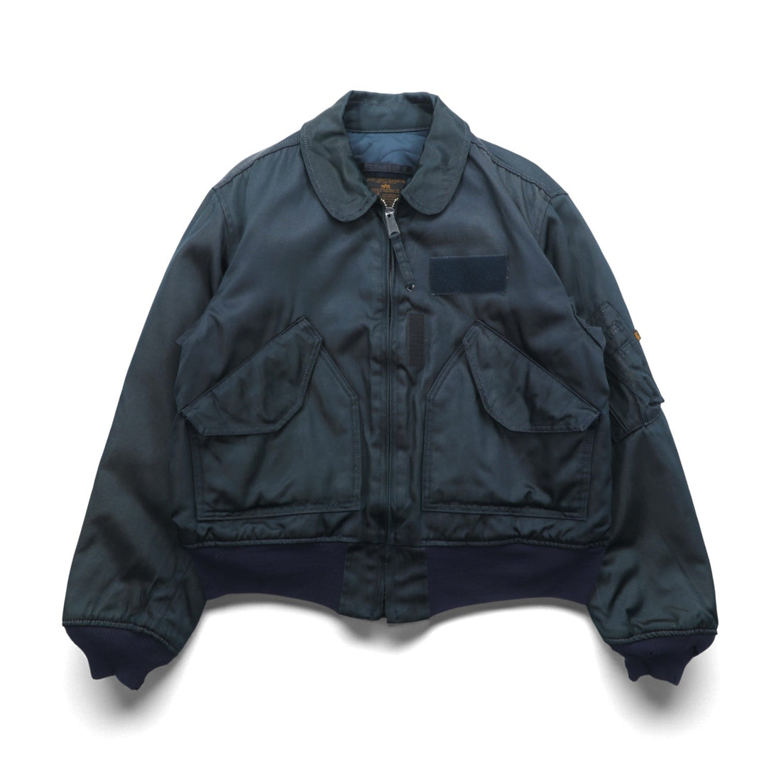 ALPHA INDUSTRIES 90年代 USA製 CWU 45P フライトジャケット L ネイビー 難燃性 短丈 ボロ