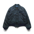 ALPHA INDUSTRIES 90s Made in USA CWU 45P Flight Jacket, Large, Navy, Flame Retardant, Short Length, Tattered