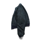 ALPHA INDUSTRIES 90s Made in USA CWU 45P Flight Jacket, Large, Navy, Flame Retardant, Short Length, Tattered