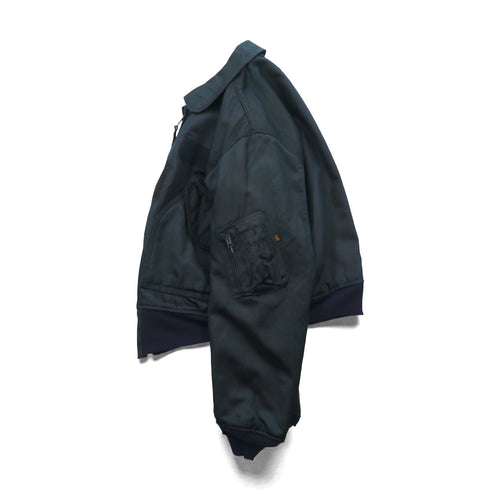ALPHA INDUSTRIES 90s Made in USA CWU 45P Flight Jacket, Large, Navy, Flame Retardant, Short Length, Tattered