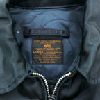 ALPHA INDUSTRIES 90s Made in USA CWU 45P Flight Jacket, Large, Navy, Flame Retardant, Short Length, Tattered