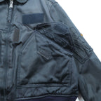 ALPHA INDUSTRIES 90s Made in USA CWU 45P Flight Jacket, Large, Navy, Flame Retardant, Short Length, Tattered