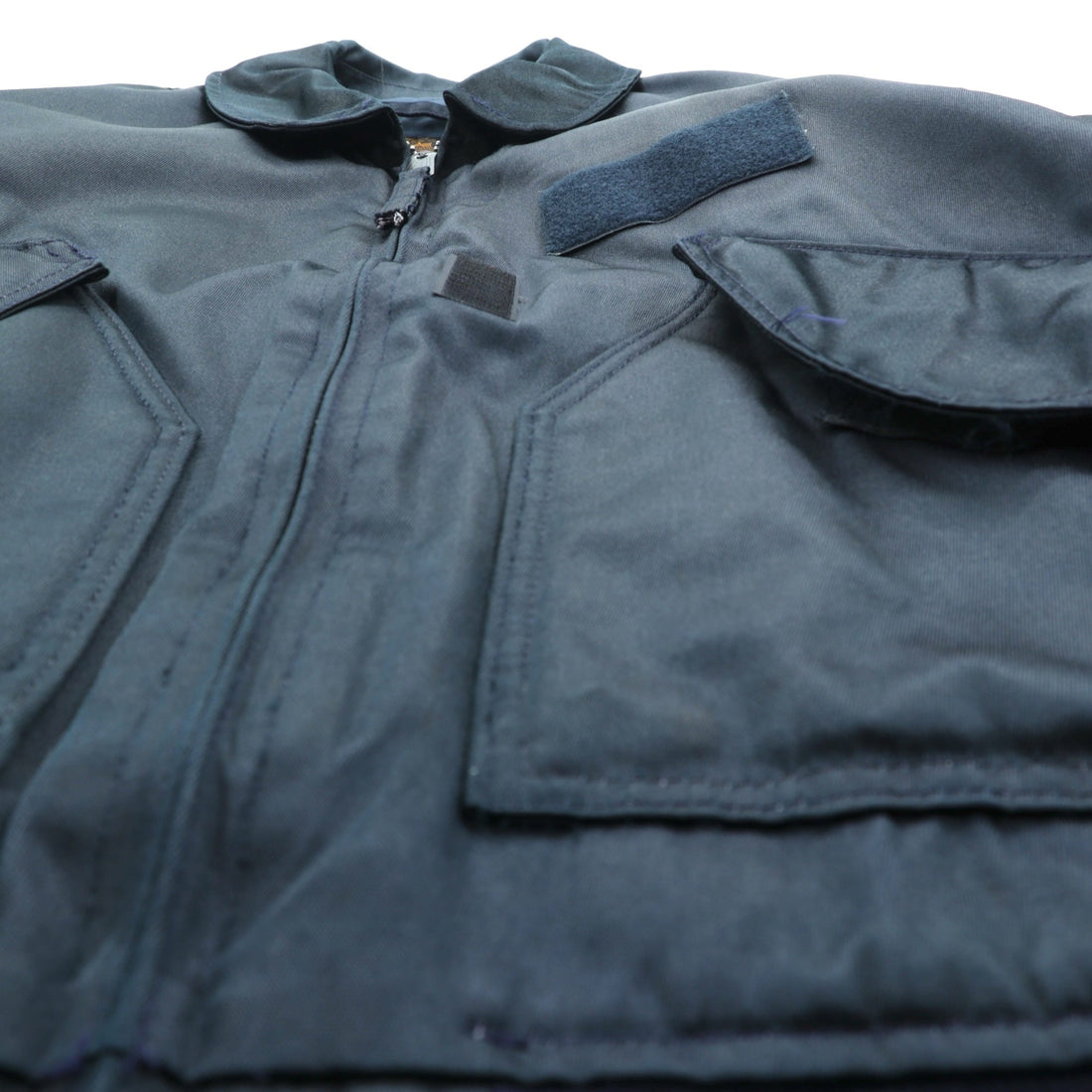ALPHA INDUSTRIES 90s Made in USA CWU 45P Flight Jacket, Large, Navy, Flame Retardant, Short Length, Tattered