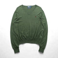 Polo Ralph Lauren 90s V-Neck Pima Cotton Knit Sweater L Khaki Small Pony Embroidery