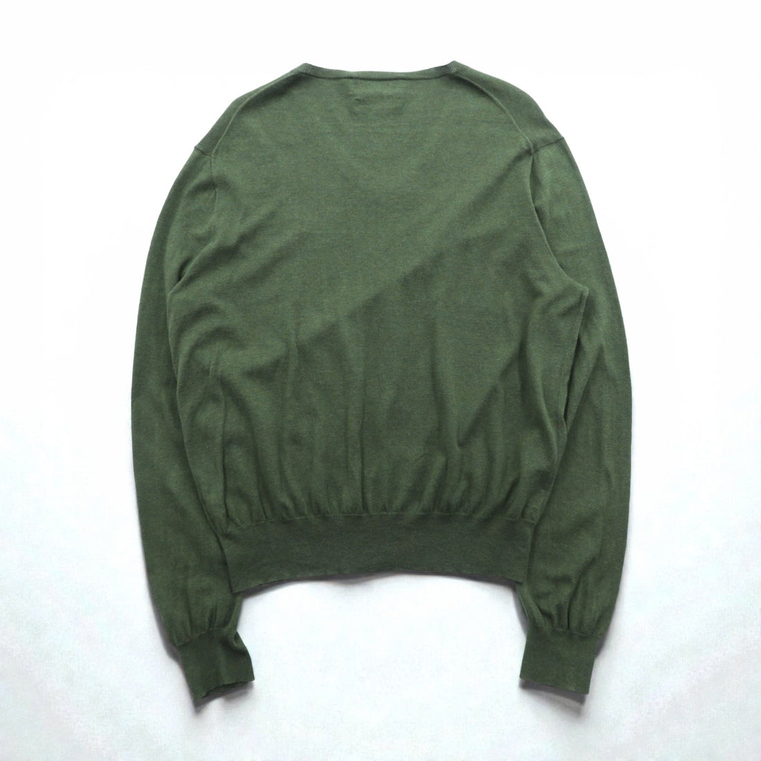 Polo Ralph Lauren 90s V-Neck Pima Cotton Knit Sweater L Khaki Small Pony Embroidery