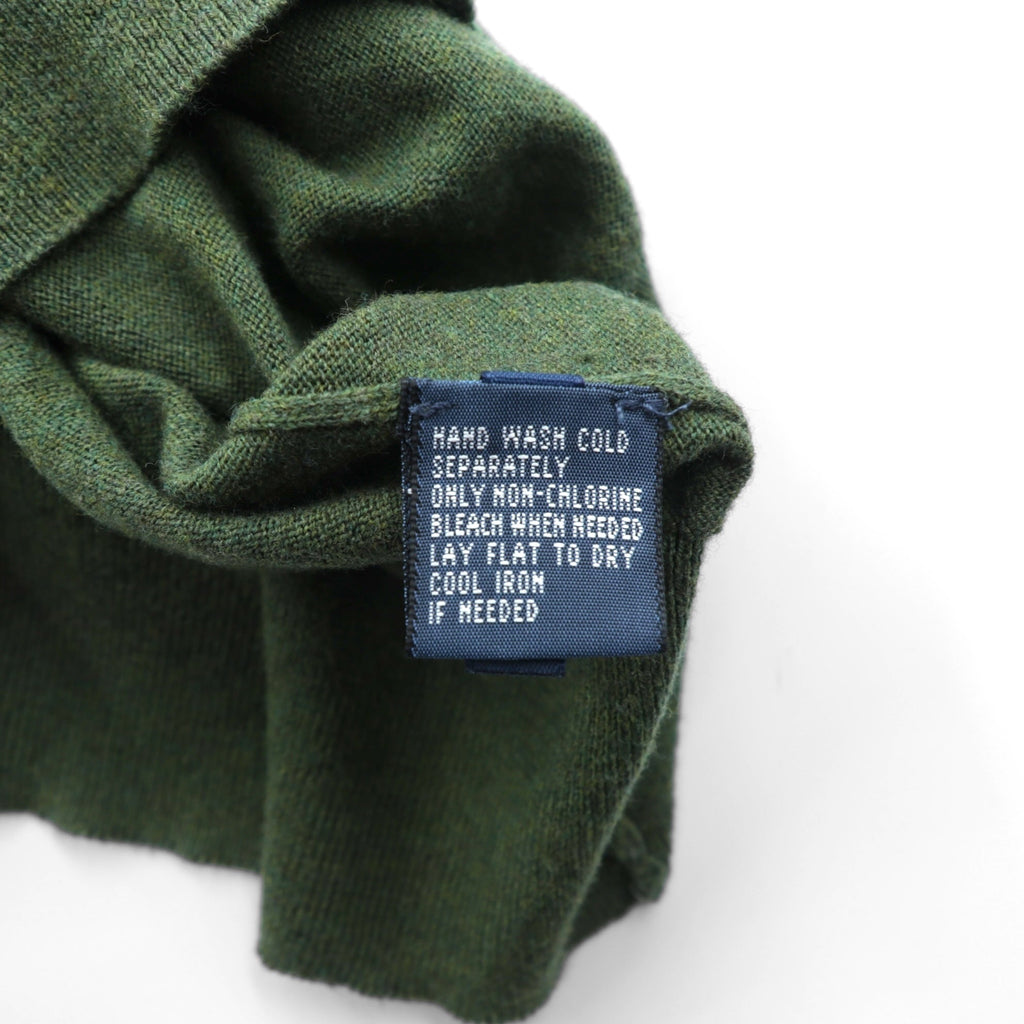 Polo Ralph Lauren 90s V-Neck Pima Cotton Knit Sweater L Khaki Small Pony Embroidery