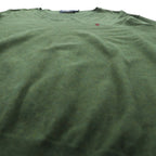 Polo Ralph Lauren 90s V-Neck Pima Cotton Knit Sweater L Khaki Small Pony Embroidery