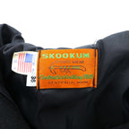 SKOOKUM Made in USA Varsity Jacket, Size Small, Navy, Leather Sleeves, Melton Wool, Ribbed, Centralia Knitting Mills