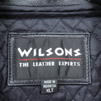 WILSONS 90年代 レザージャケット 中綿 Thinsulate Ultra ライダース XL ブラック 襟付き キルティングライナー 着脱式 ジップアップ