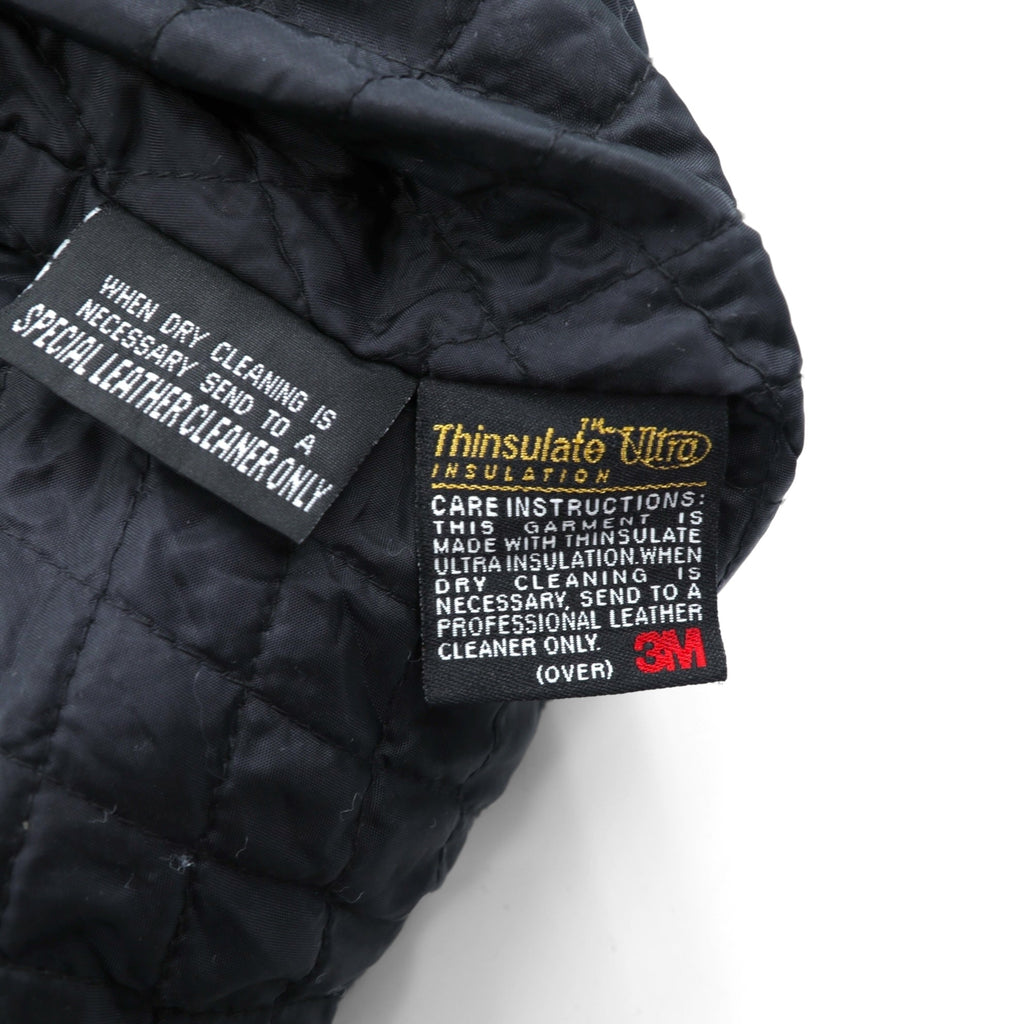 WILSONS 90年代 レザージャケット 中綿 Thinsulate Ultra ライダース XL ブラック 襟付き キルティングライナー 着脱式 ジップアップ