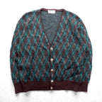 Preppy 80s France Vintage Knit ニット カーディガン L アーガイル柄 80年代 フランス製