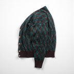 Preppy 80s France Vintage Knit ニット カーディガン L アーガイル柄 80年代 フランス製