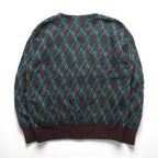 Preppy 80s France Vintage Knit ニット カーディガン L アーガイル柄 80年代 フランス製