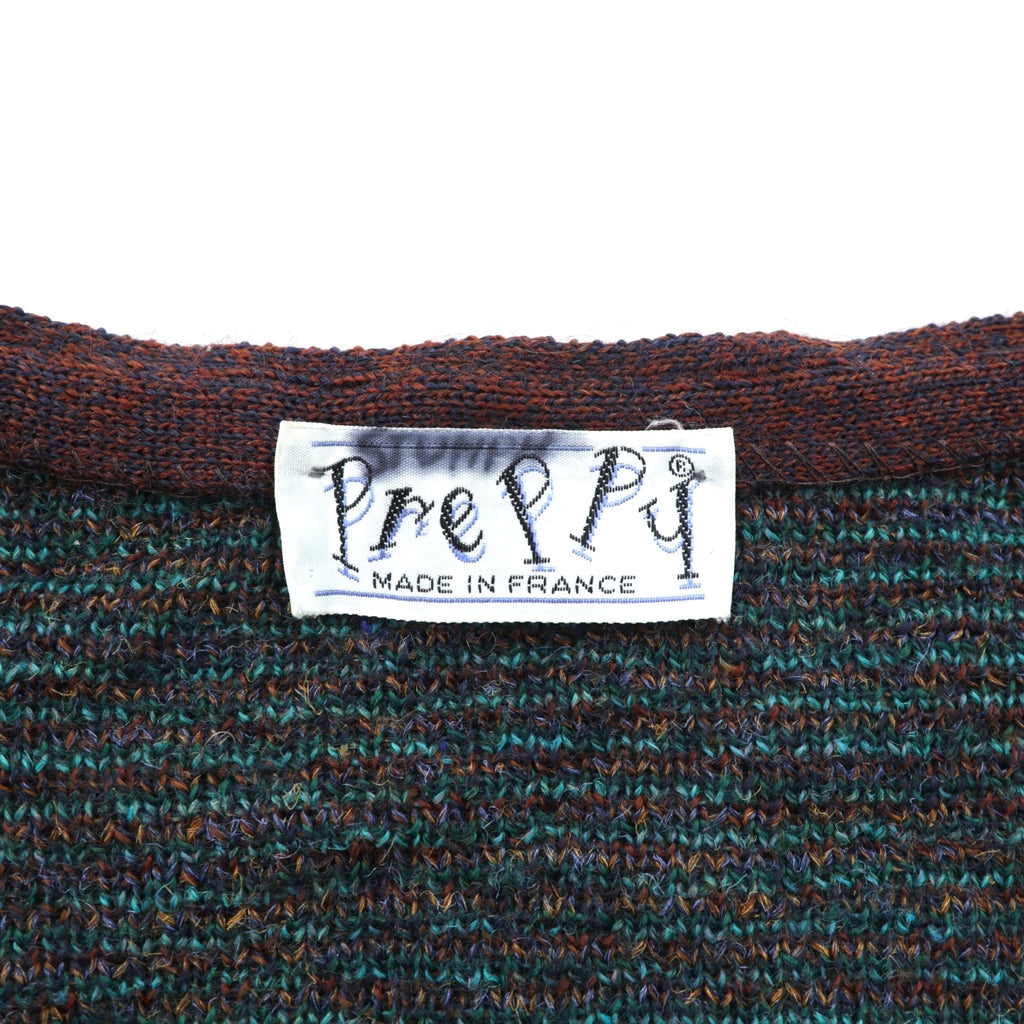 Preppy 80s France Vintage Knit ニット カーディガン L アーガイル柄 80年代 フランス製