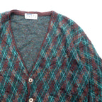 Preppy 80s France Vintage Knit ニット カーディガン L アーガイル柄 80年代 フランス製
