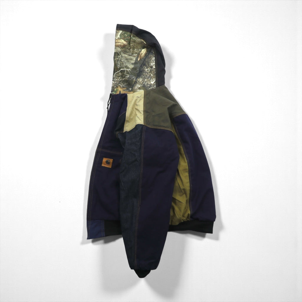 Carhartt Remade Color Block Duck Active Jacket Hoodie, Size L, Multicolor, Crazy Pattern, Cotton