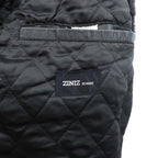 Vintage Black Leather Fur Coat, Double-Breasted, Padded, XL Shawl-Colored Quilted Liner, Drawcord, ZINIZ HOMME