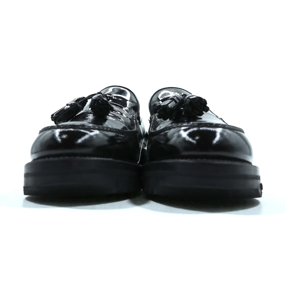 F.LLI.Giacometti タッセル エナメル ローファー スリッポン シャークソール 28cm ブラック パテントレザー vibramソール PIETROSTRADA イタリア製