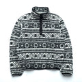 L.L.Bean 90s Half Snap-T Pullover Fleece Jacket, Small, Gray, Fair Isle Allover Pattern, Stand Collar