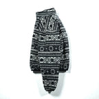 L.L.Bean 90s Half Snap-T Pullover Fleece Jacket, Small, Gray, Fair Isle Allover Pattern, Stand Collar