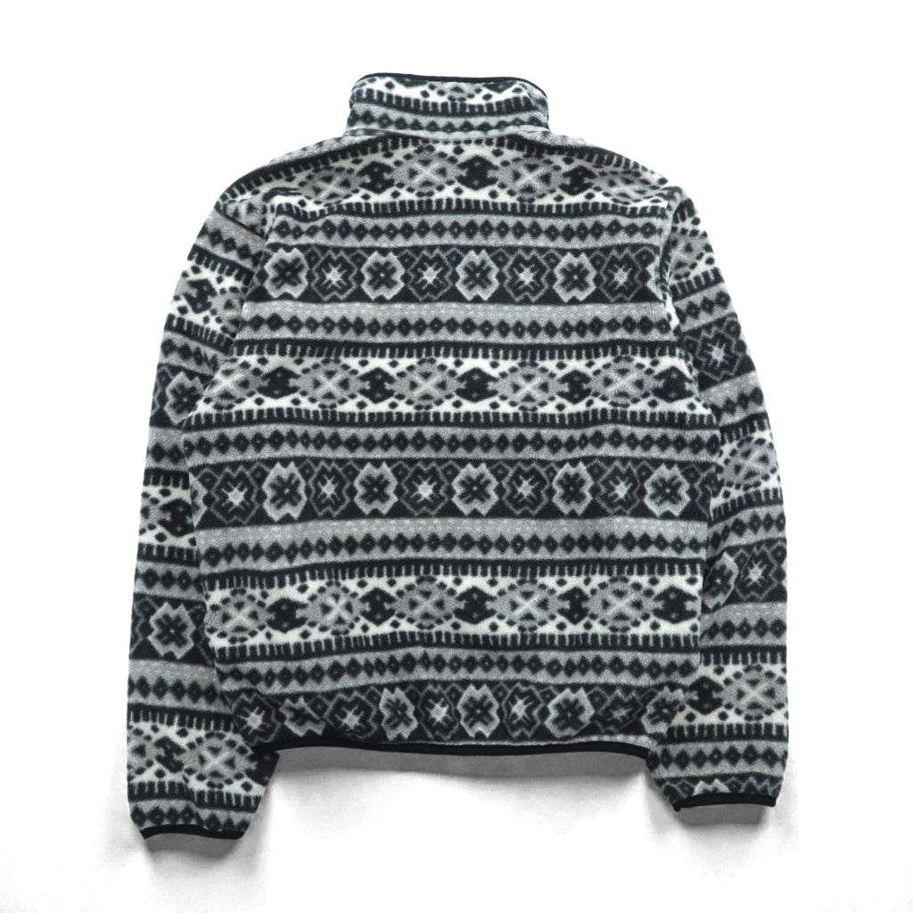 L.L.Bean 90s Half Snap-T Pullover Fleece Jacket, Small, Gray, Fair Isle Allover Pattern, Stand Collar