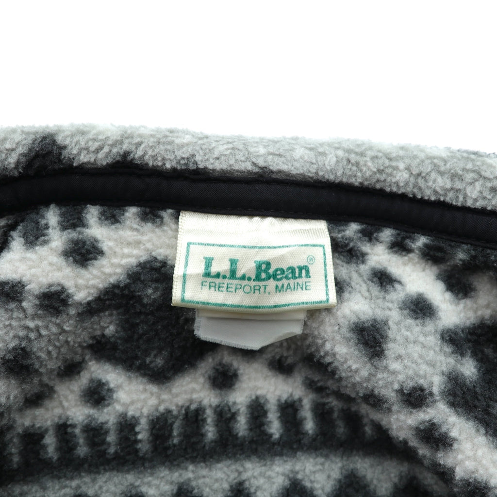 L.L.Bean 90s Half Snap-T Pullover Fleece Jacket, Small, Gray, Fair Isle Allover Pattern, Stand Collar