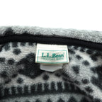 L.L.Bean 90s Half Snap-T Pullover Fleece Jacket, Small, Gray, Fair Isle Allover Pattern, Stand Collar