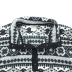 L.L.Bean 90s Half Snap-T Pullover Fleece Jacket, Small, Gray, Fair Isle Allover Pattern, Stand Collar
