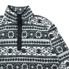 L.L.Bean 90s Half Snap-T Pullover Fleece Jacket, Small, Gray, Fair Isle Allover Pattern, Stand Collar