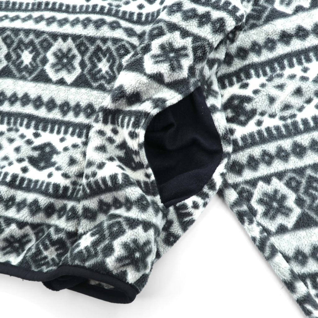 L.L.Bean 90s Half Snap-T Pullover Fleece Jacket, Small, Gray, Fair Isle Allover Pattern, Stand Collar