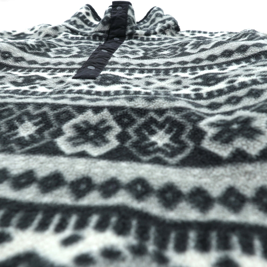 L.L.Bean 90s Half Snap-T Pullover Fleece Jacket, Small, Gray, Fair Isle Allover Pattern, Stand Collar