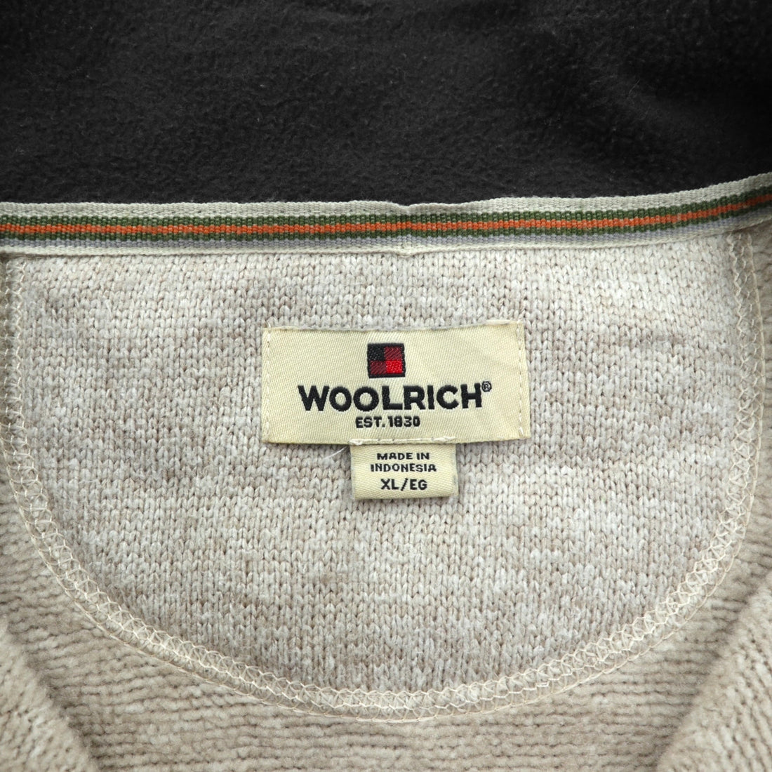 Woolrich Half Zip Fleece Pullover Sweater Jacket XL Beige HMQ00235