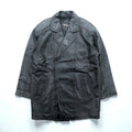 WInd Armor Double-Breasted Lamb Leather Chester Coat, Size L, Black, Sheepskin