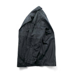WInd Armor Double-Breasted Lamb Leather Chester Coat, Size L, Black, Sheepskin
