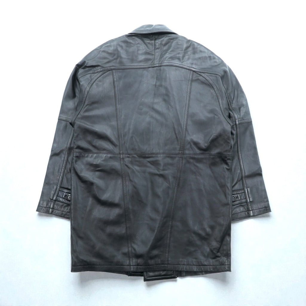 WInd Armor Double-Breasted Lamb Leather Chester Coat, Size L, Black, Sheepskin