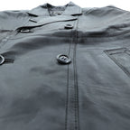 WInd Armor Double-Breasted Lamb Leather Chester Coat, Size L, Black, Sheepskin