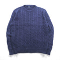 J.CREW Fisherman Aran Knit Sweater, Medium, Navy Cotton, Cable