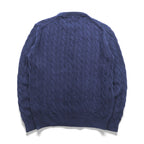 J.CREW Fisherman Aran Knit Sweater, Medium, Navy Cotton, Cable