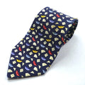 Salvatore Ferragamo Made in Italy Tie Navy Silk Allover Pattern Komon Geometric Origami