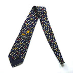Salvatore Ferragamo Made in Italy Tie Navy Silk Allover Pattern Komon Geometric Origami