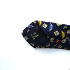 Salvatore Ferragamo Made in Italy Tie Navy Silk Allover Pattern Komon Geometric Origami