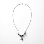 Vintage Feather Sterling Silver Necklace ターコイズ コーラル フェザー ネックレス シルバー STERLING 刻印 インディアンジュエリー
