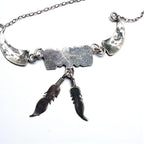 Vintage Feather Sterling Silver Necklace ターコイズ コーラル フェザー ネックレス シルバー STERLING 刻印 インディアンジュエリー