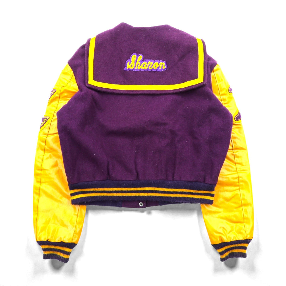 BELL'S SPORTING GOODS 70s USA Vintage Varsity Jacket, Lettered, XL, Wool, PULEATHEATRE Sleeves, Sailor Color Patch, Short Length, 70s, Made in
