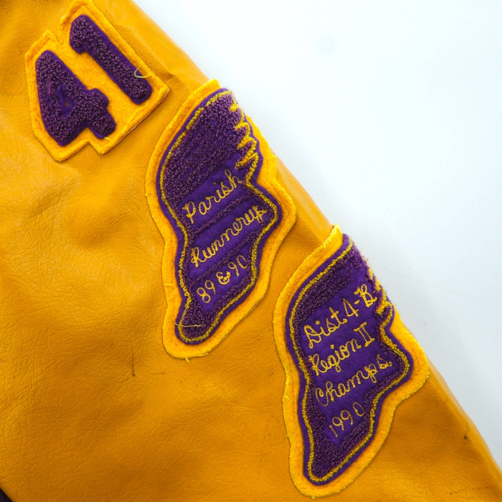 BELL'S SPORTING GOODS 70s USA Vintage Varsity Jacket, Lettered, XL, Wool, PULEATHEATRE Sleeves, Sailor Color Patch, Short Length, 70s, Made in