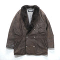 BEAMS 90s Shawl Color Double-Breasted Mouton Soutien Collar Coat, Medium, Brown Leather, Quilted Lining, LEATHER WORKS, EXCLUSIVELY