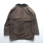 BEAMS 90s Shawl Color Double-Breasted Mouton Soutien Collar Coat, Medium, Brown Leather, Quilted Lining, LEATHER WORKS, EXCLUSIVELY