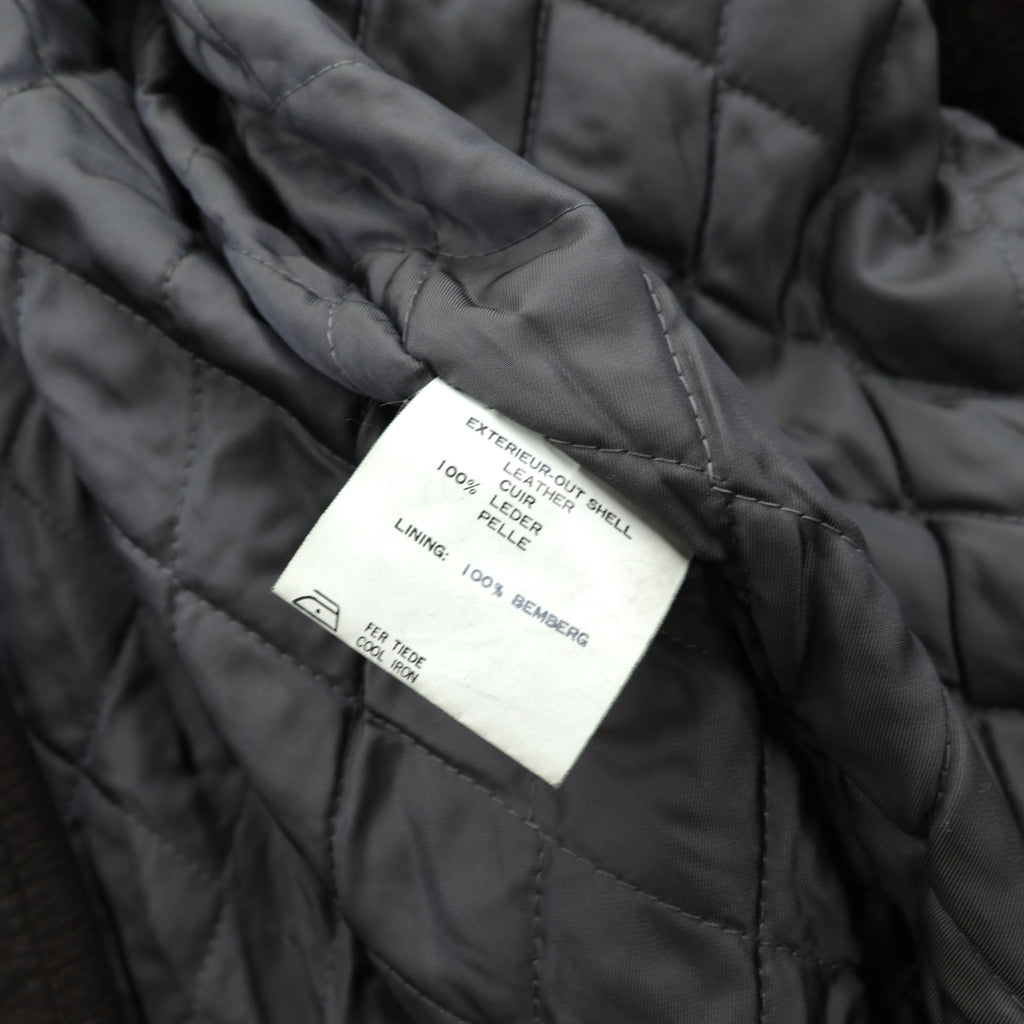 BEAMS 90s Shawl Color Double-Breasted Mouton Soutien Collar Coat, Medium, Brown Leather, Quilted Lining, LEATHER WORKS, EXCLUSIVELY