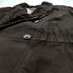 BEAMS 90s Shawl Color Double-Breasted Mouton Soutien Collar Coat, Medium, Brown Leather, Quilted Lining, LEATHER WORKS, EXCLUSIVELY