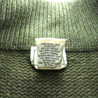 L.L.Bean Henley Knit Sweater, Size L, Leather Elbow Patches, Khaki Wool, DBH1